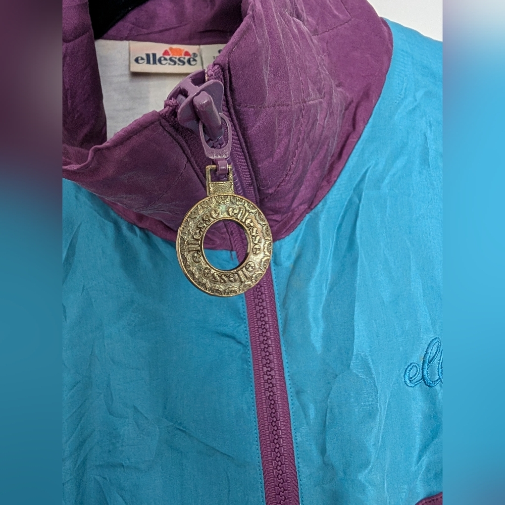 Vintage Ellesse 80s Colorblock 100% Silk Windbreaker - Picture 3 of 7